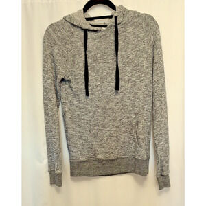 Essentials by full tilt Wmns M front pocket gray/black accents hoodie sweater